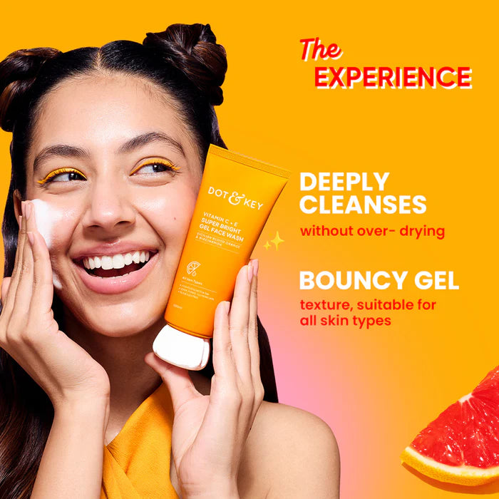 Vitamin C + E Gel Face Wash for Glowing Skin Suitable for: ALL SKIN TYPES