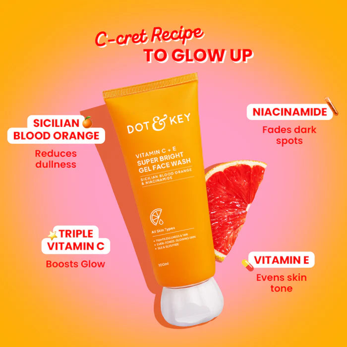 Vitamin C + E Gel Face Wash for Glowing Skin Suitable for: ALL SKIN TYPES